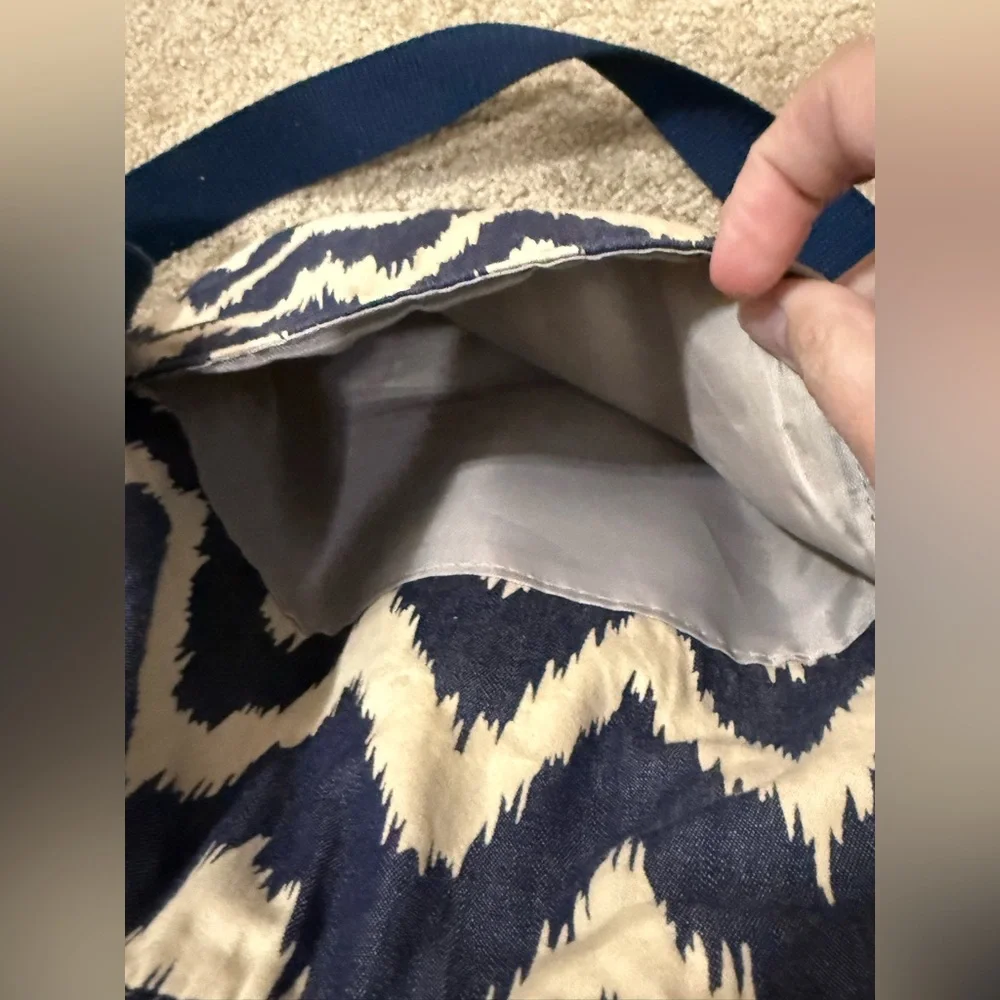 Thirty One Organizing Shoulder Bag‎ Purse Tote Indigo Ink Crossbody Chevron Navy